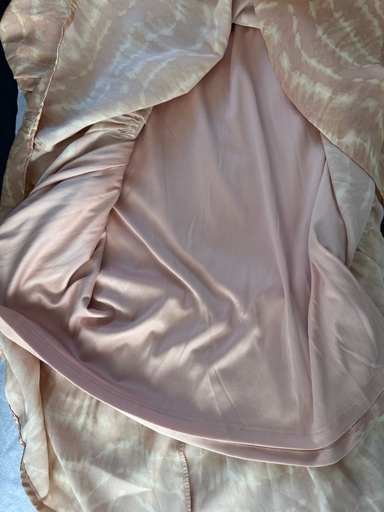 Simply Vera Wang Peach Tie Dye Midi Dress Size Large Boho Puff Sleeve Belted - Picture 9 of 11